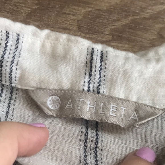 Athleta striped linen button down flowy top - Picture 7 of 8